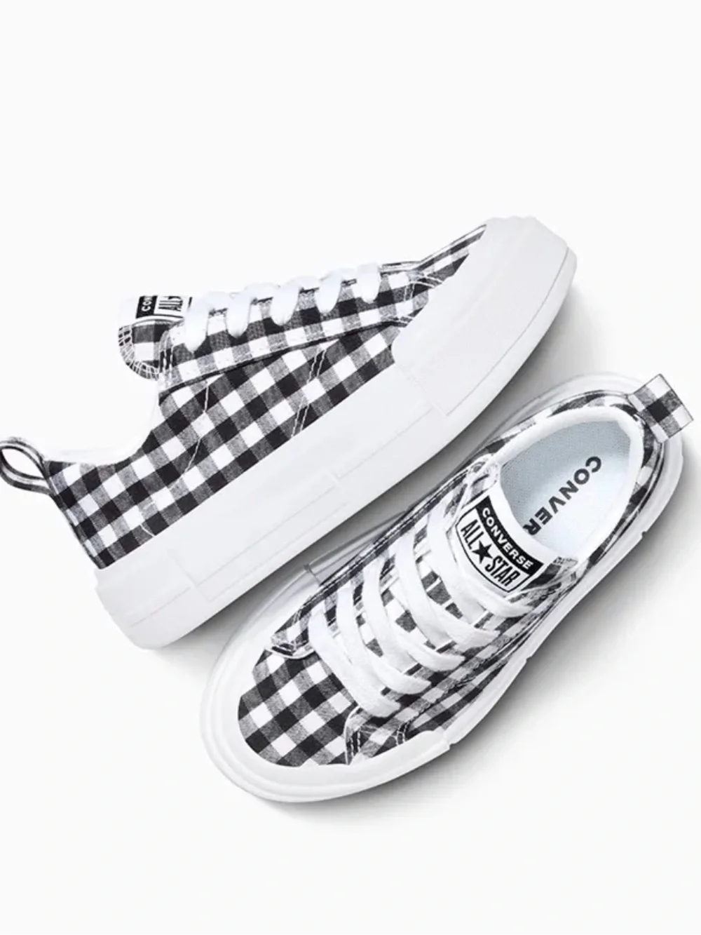 Converse Kids Black & White Gingham Low Top Sneakers